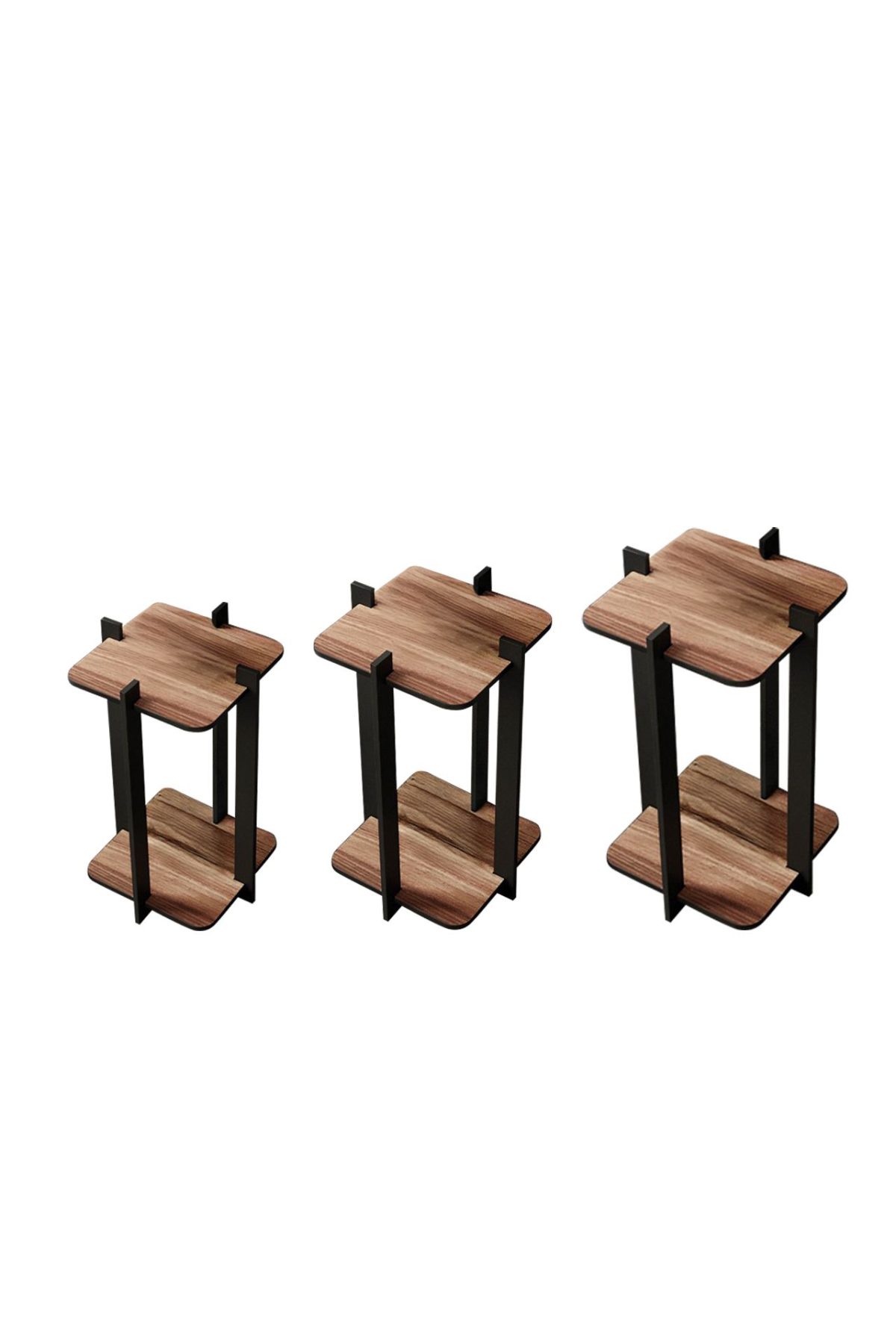 Flower Desk Square - Walnut – Дрвен штанд за растенија - Image 4