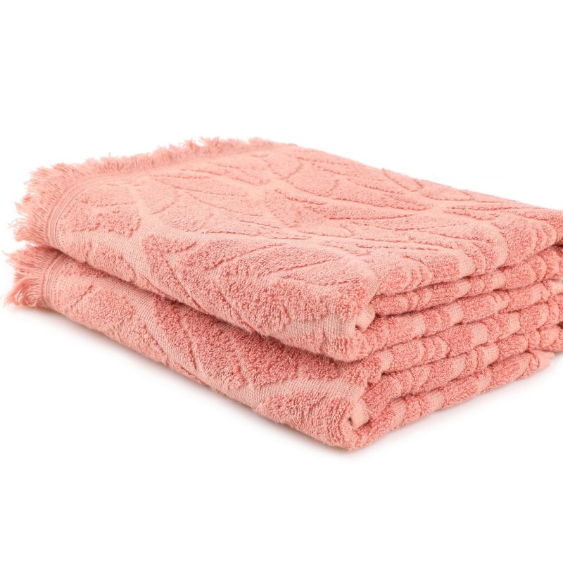 Leaf - Salmon – Комплет за рачни крпи (2 парчиња)