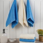 Rainbow - Blue, Cream – Комплет пешкири за перење (6 парчиња)