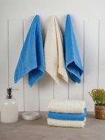 Rainbow - Blue, Cream – Комплет пешкири за перење (6 парчиња)