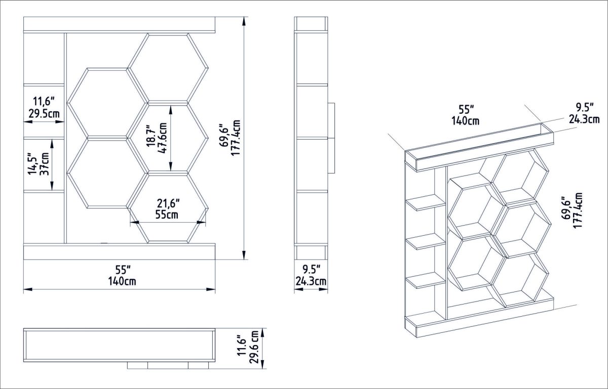 Sueno - White, Oak – Полица за книги - Image 9