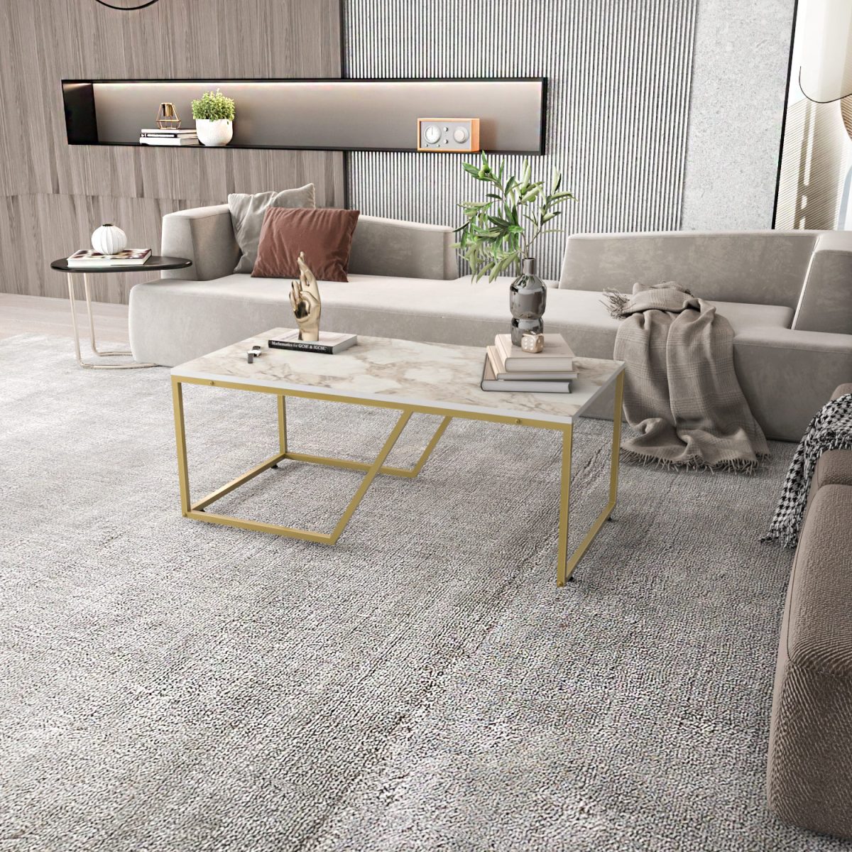 Wendy - White, Gold – Маса за кафе - Image 3