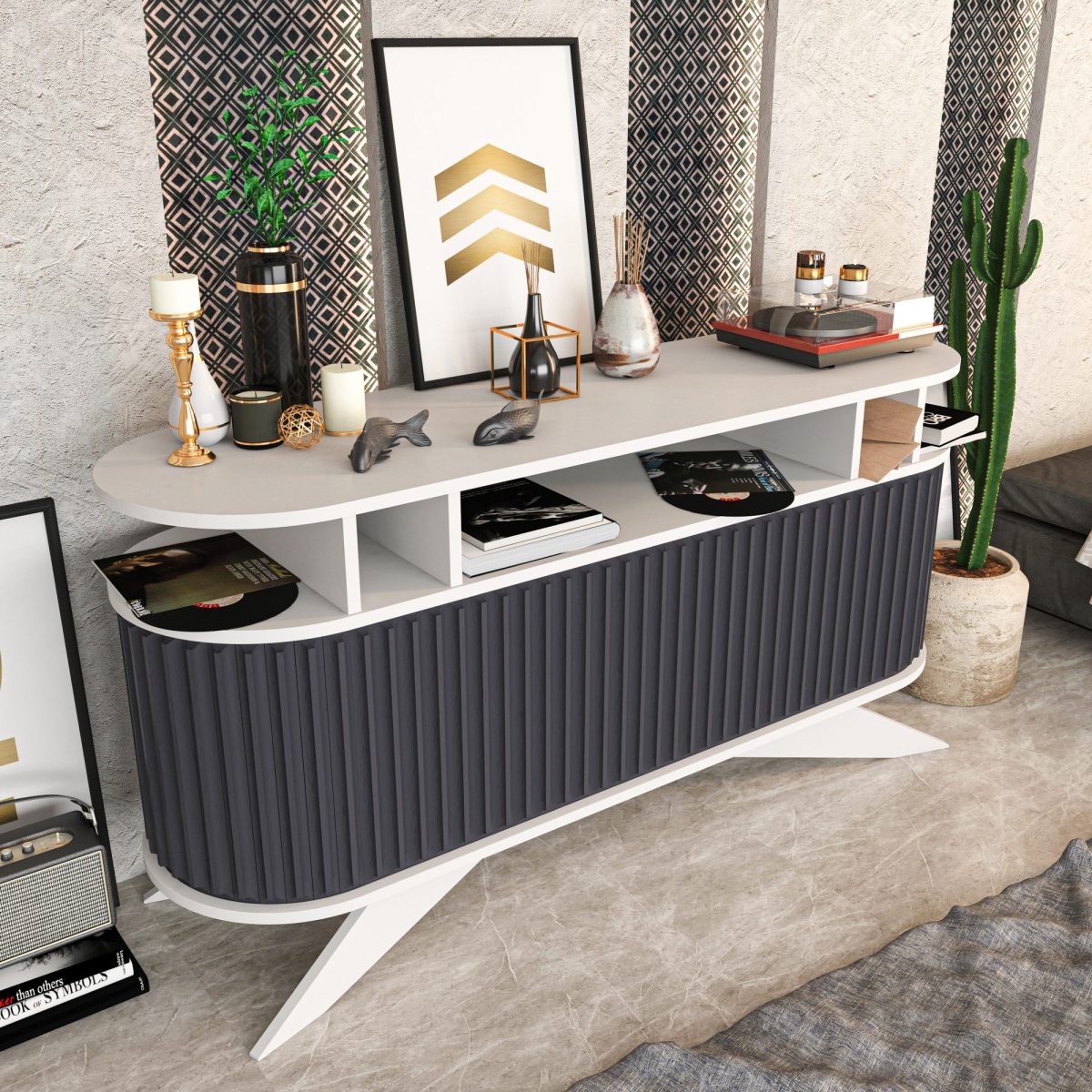 Stor - White, Anthracite – Декоративна конзолна маса - Image 2