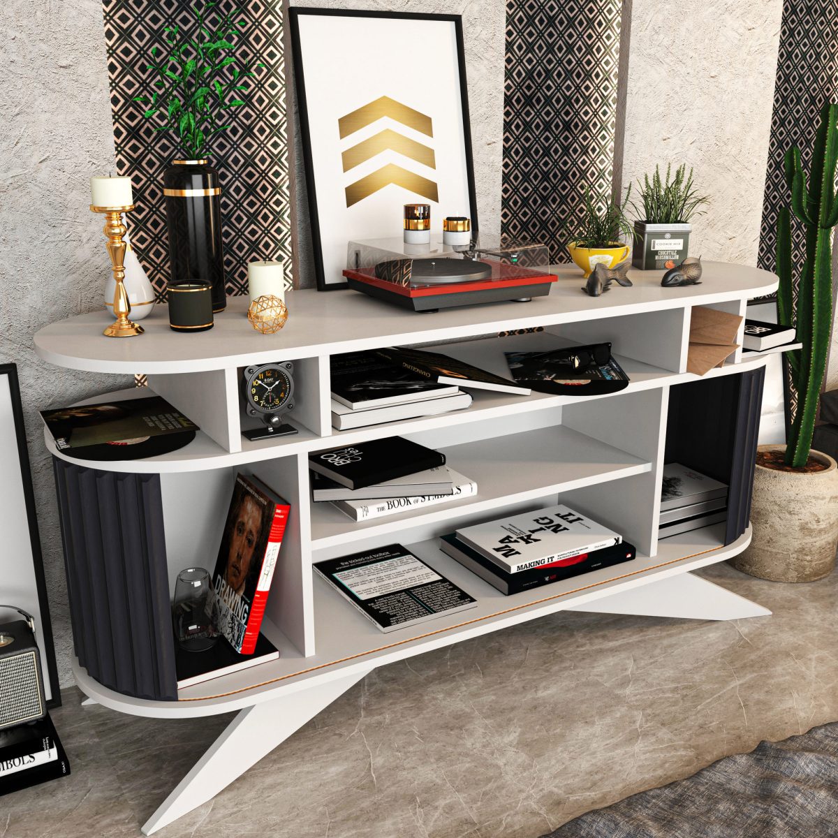 Stor - White, Anthracite – Декоративна конзолна маса - Image 6