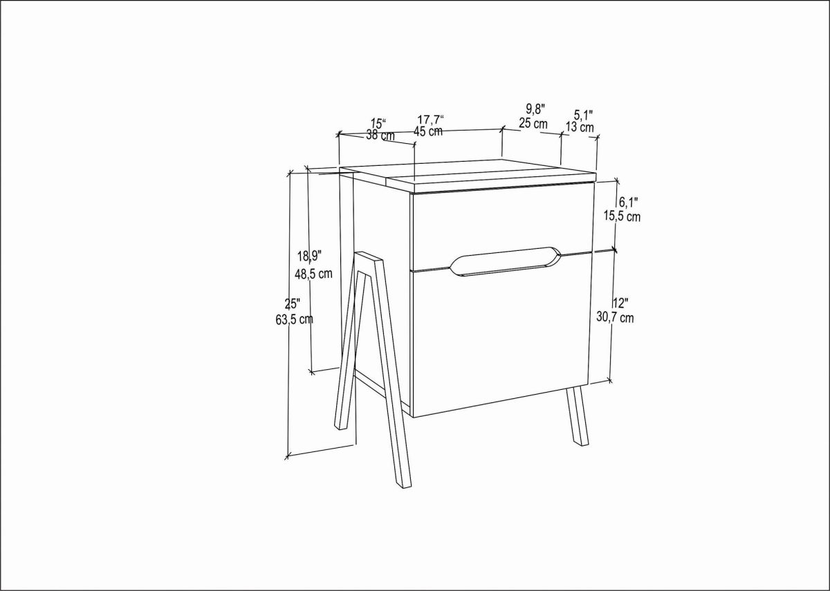 Neva - Walnut, White – Ноќна масичка - Image 6