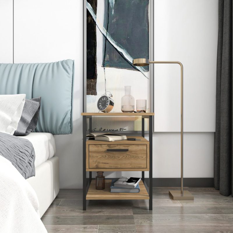 Alba - Black, Oak – Ноќна масичка