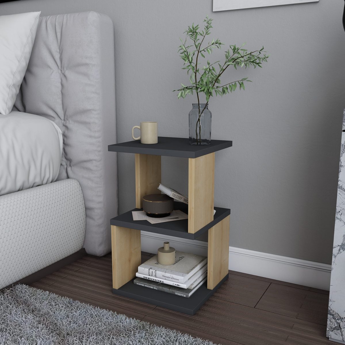 Carter - Anthracite, Oak – Ноќна масичка - Image 3