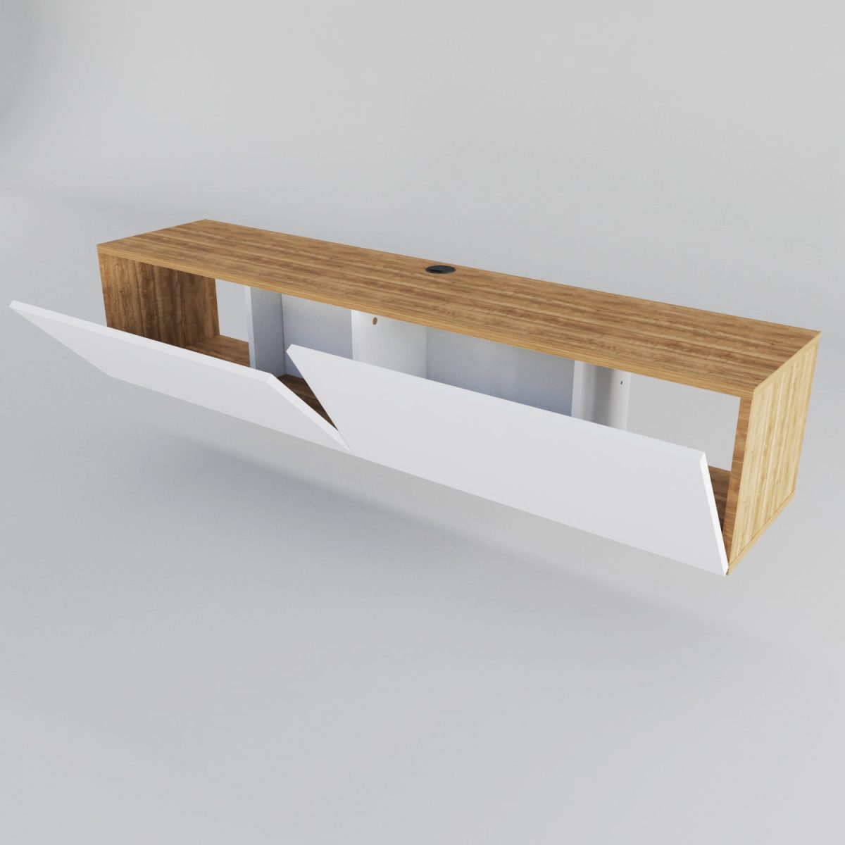 Poling - White, Walnut – ТВ комода - Image 4
