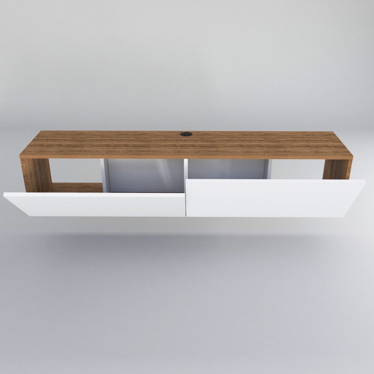 Poling - White, Walnut – ТВ комода - Image 5