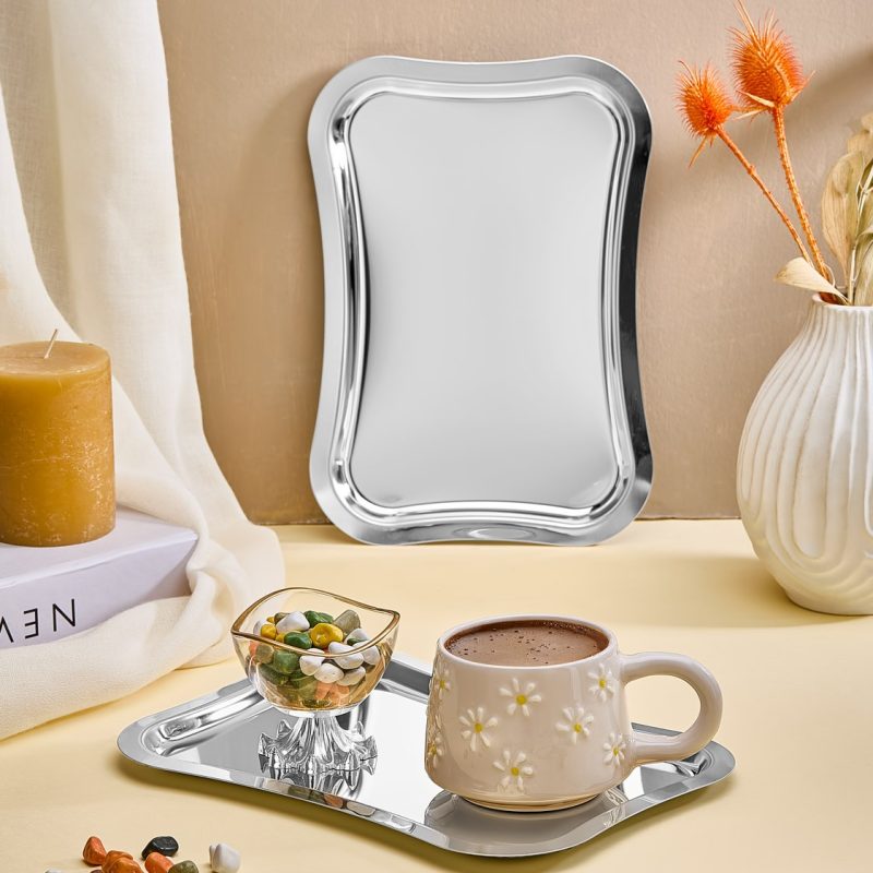 Dikdörtgen - Silver – Послужавник (6 парчиња)