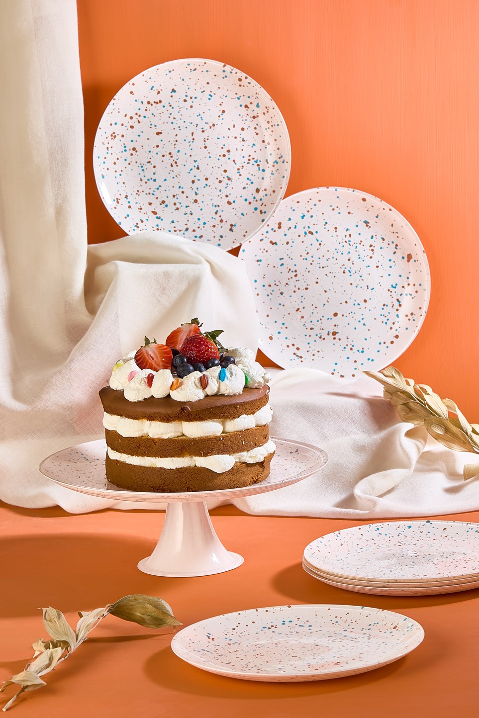 337GLZ120420-201.jpg Punti - White – Комплет чинии за десерт (7 парчиња) - Image 1