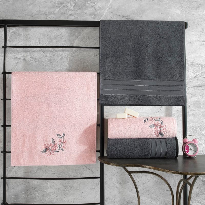Hamam Setı Colorful - Anthracite, Pink – Комплет пешкири (4 парчиња)