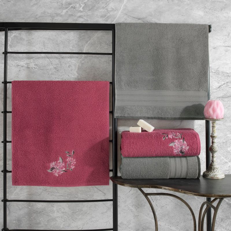 Hamam Setı Colorful - Grey, Pink – Комплет пешкири (4 парчиња)