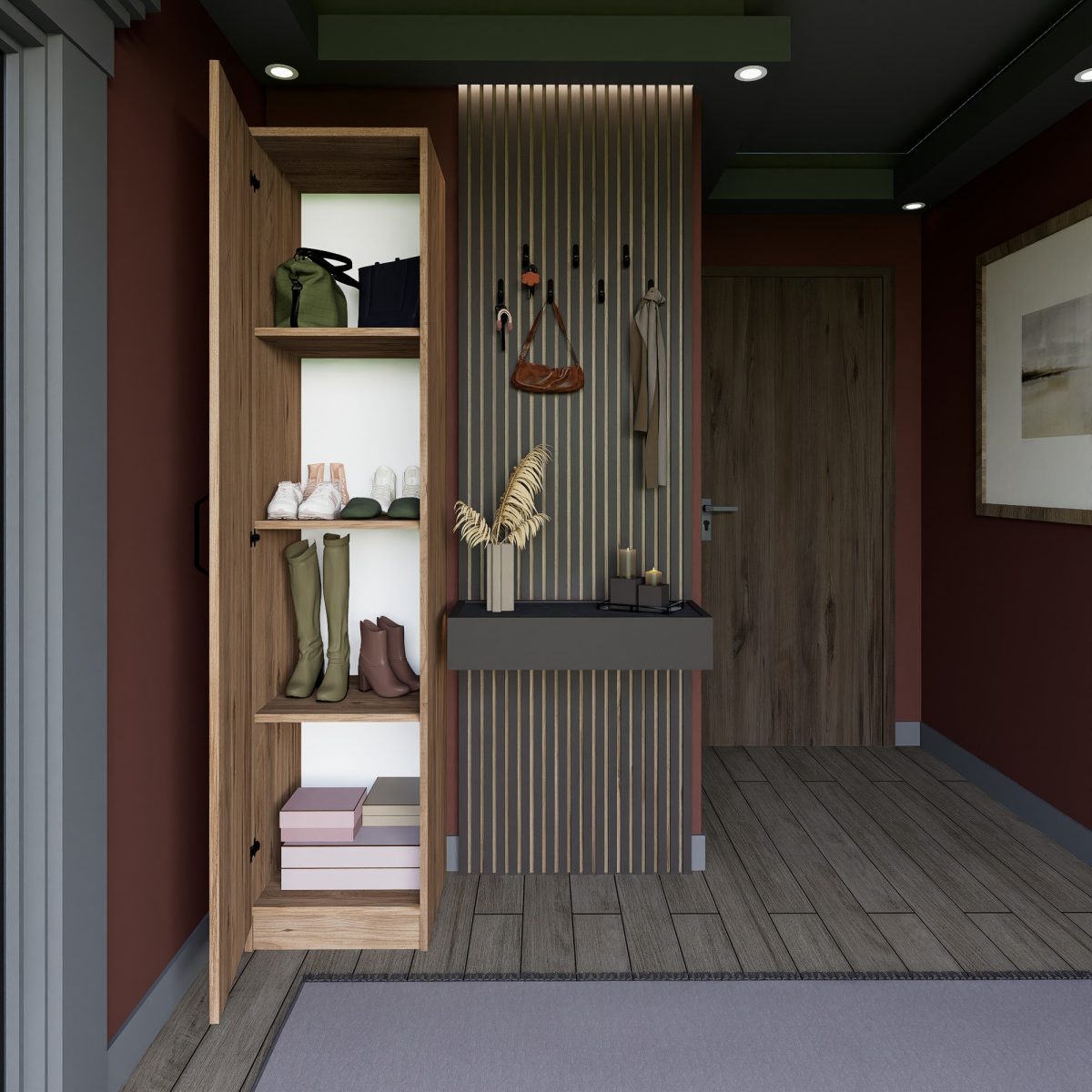 Yaman 1 Door - Walnut – Гардеробер - Image 11