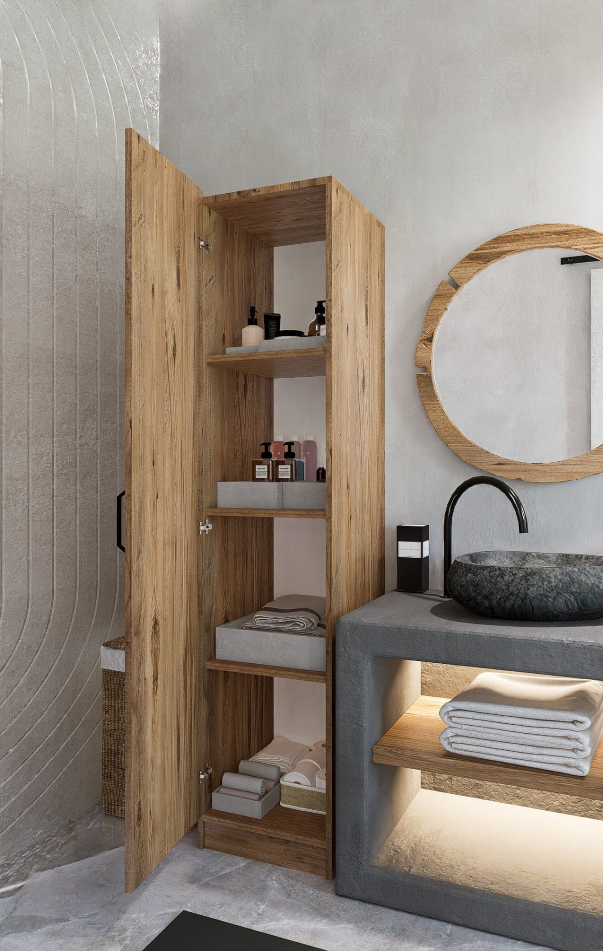 Yaman 1 Door - Walnut – Гардеробер - Image 3