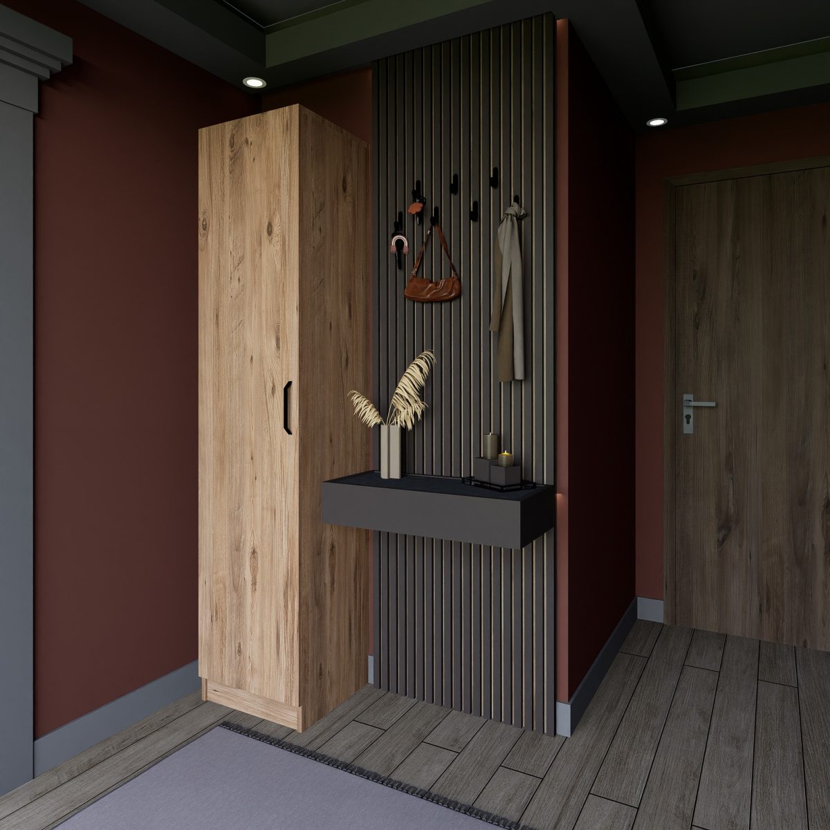 Yaman 1 Door - Walnut – Гардеробер - Image 5