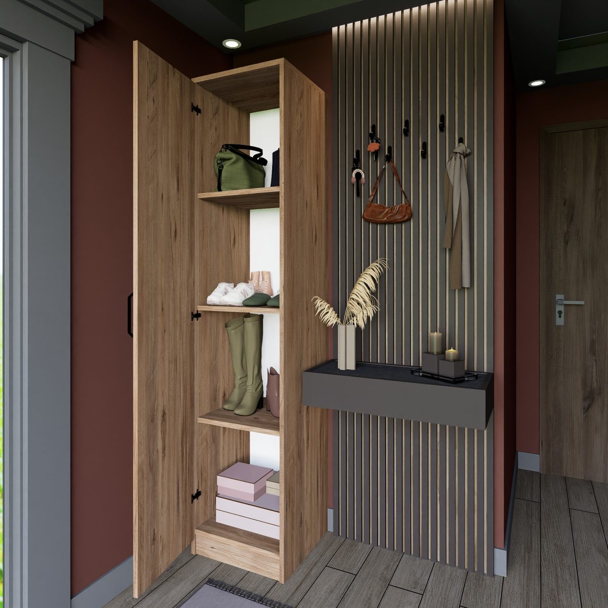 Yaman 1 Door - Walnut – Гардеробер - Image 6