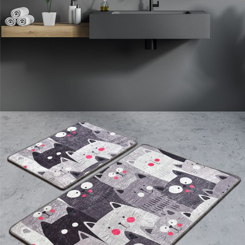 Meow - Grey – Патосници за бања (2 парчиња)