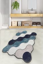 Circle - Blue – Нелизгачки теписон за бања