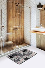 Meow - Grey (40 x 60) – Нелизгачки теписон за бања