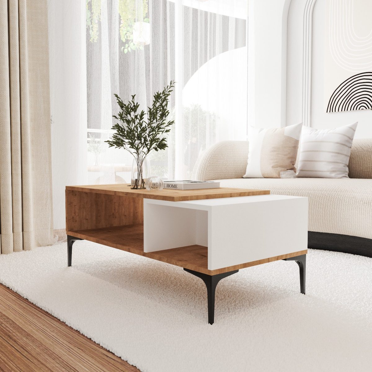 Tarz - White, Oak – Маса за кафе - Image 2