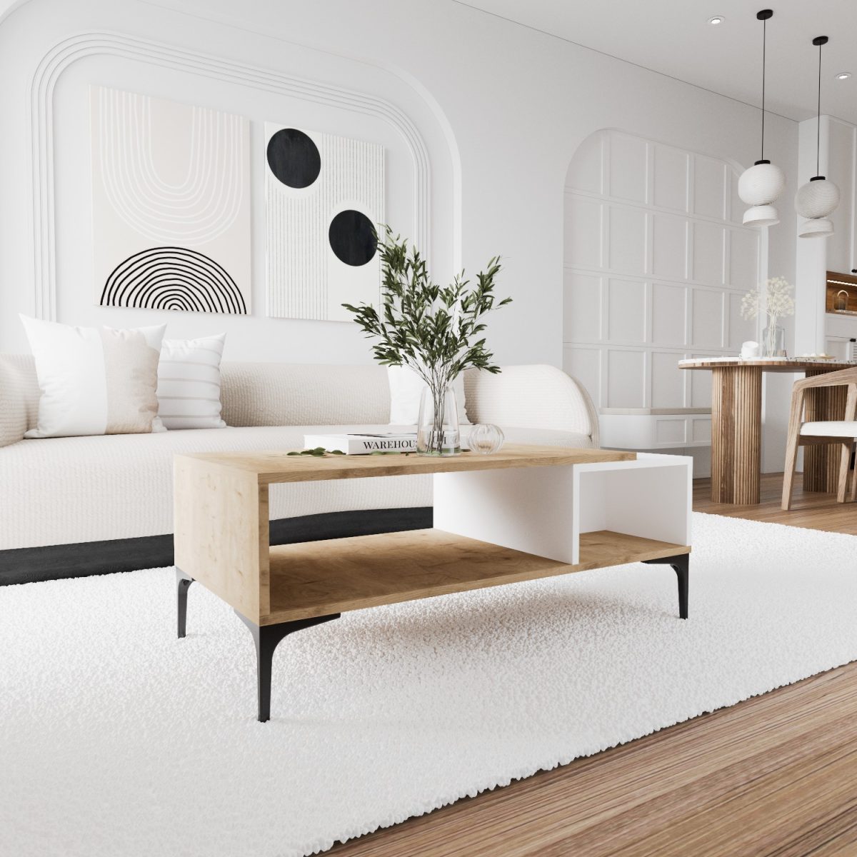 Tarz - White, Oak – Маса за кафе - Image 3