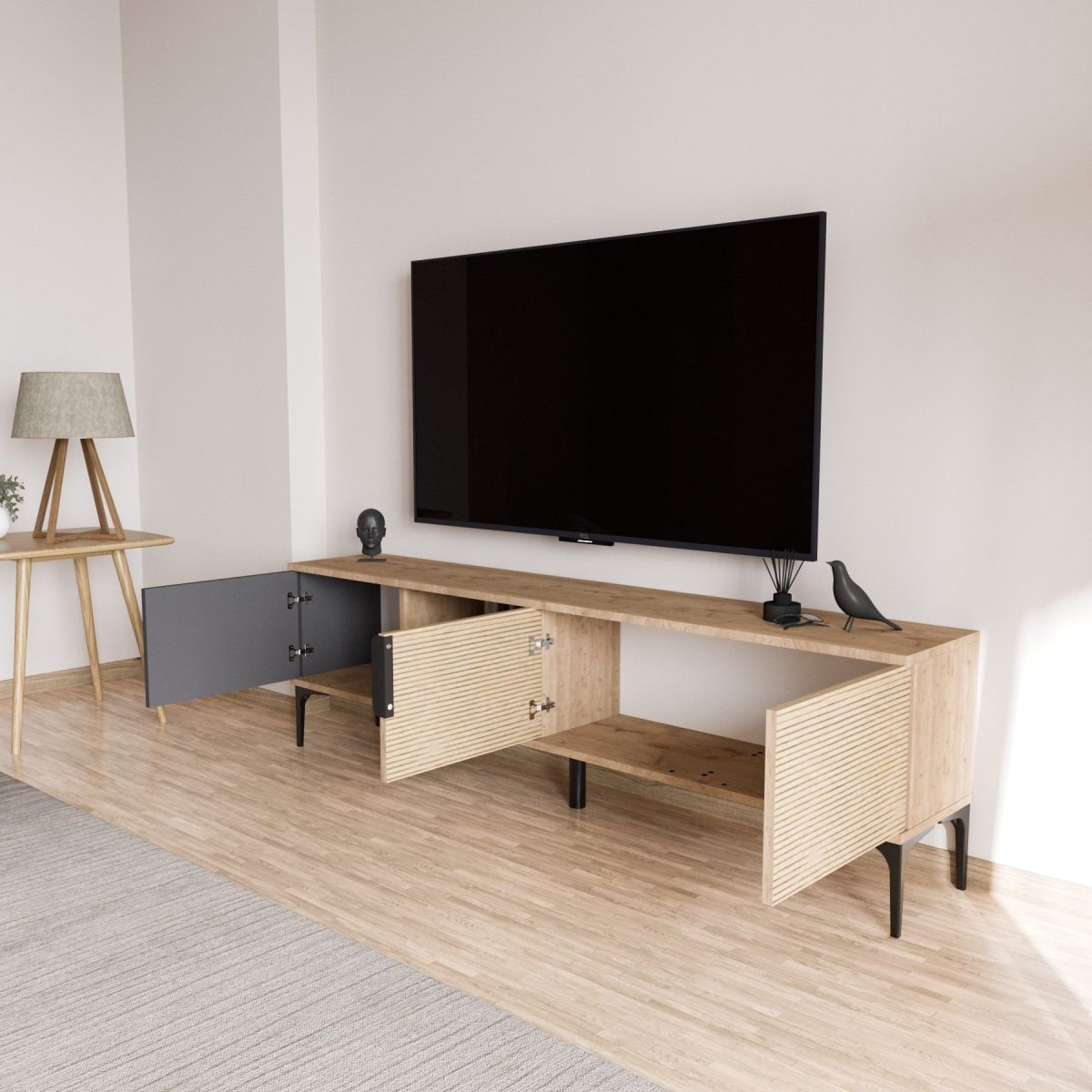 Tarz - Anthracite, Oak – ТВ комода - Image 4