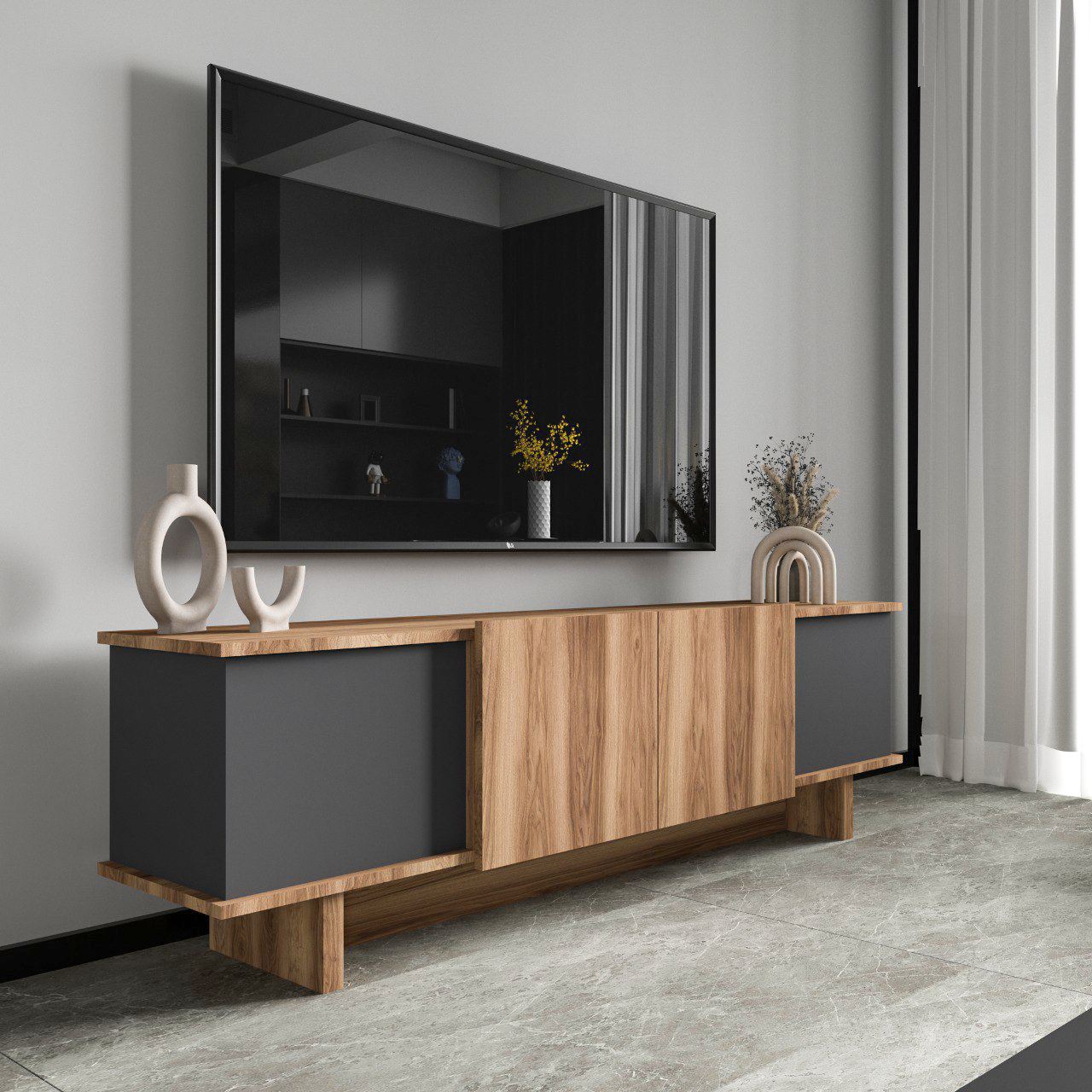 360ALE170520-201.jpg Diana - Anthracite, Walnut – ТВ комода - Image 1