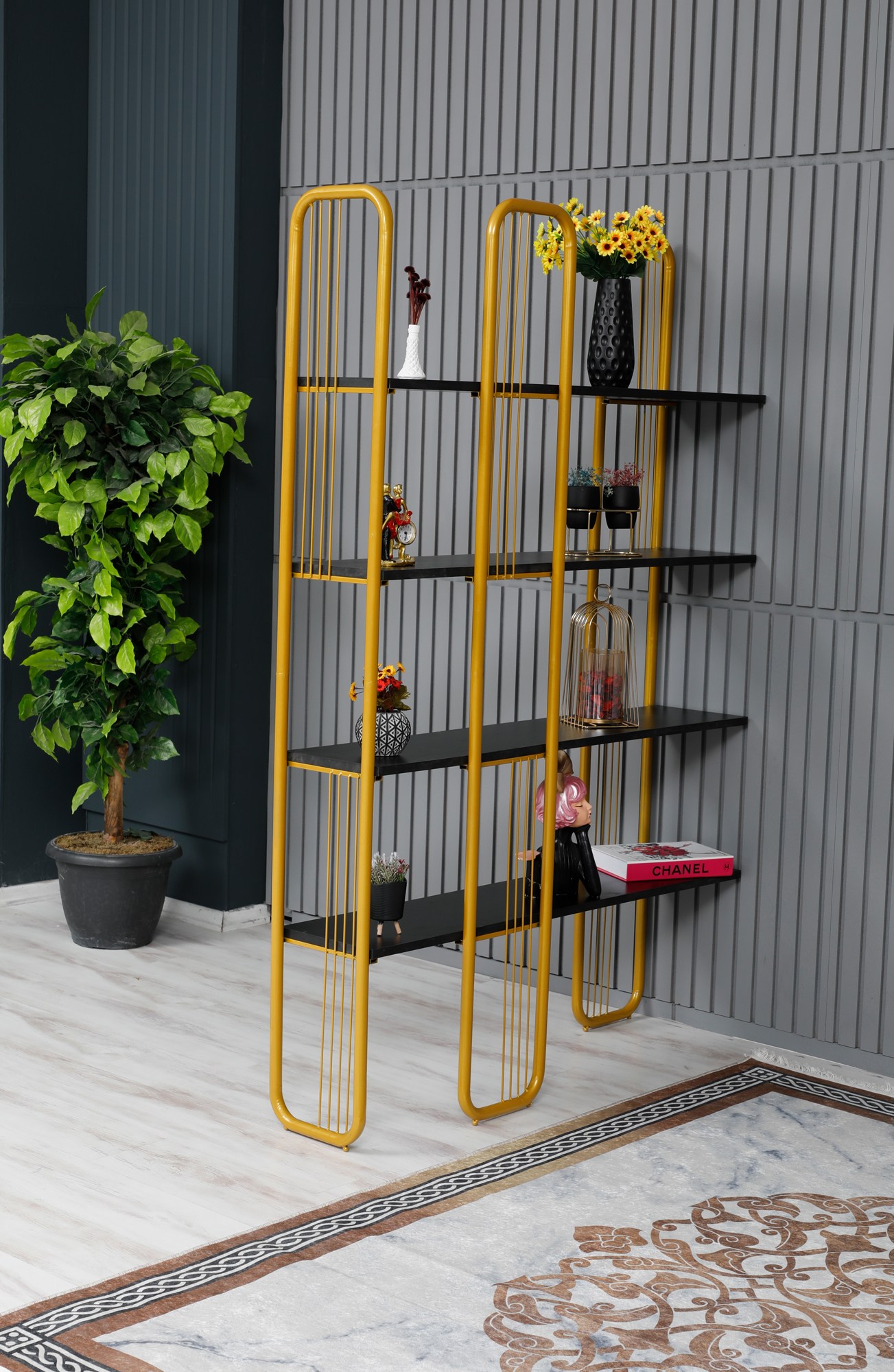 379VLV130920-201.jpg Sierra - Black, Gold – Полица за книги - Image 1