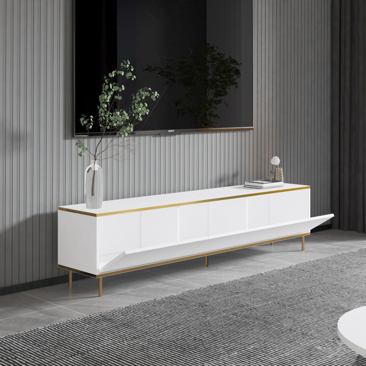 Imaj - White, Gold – ТВ комода - Image 4