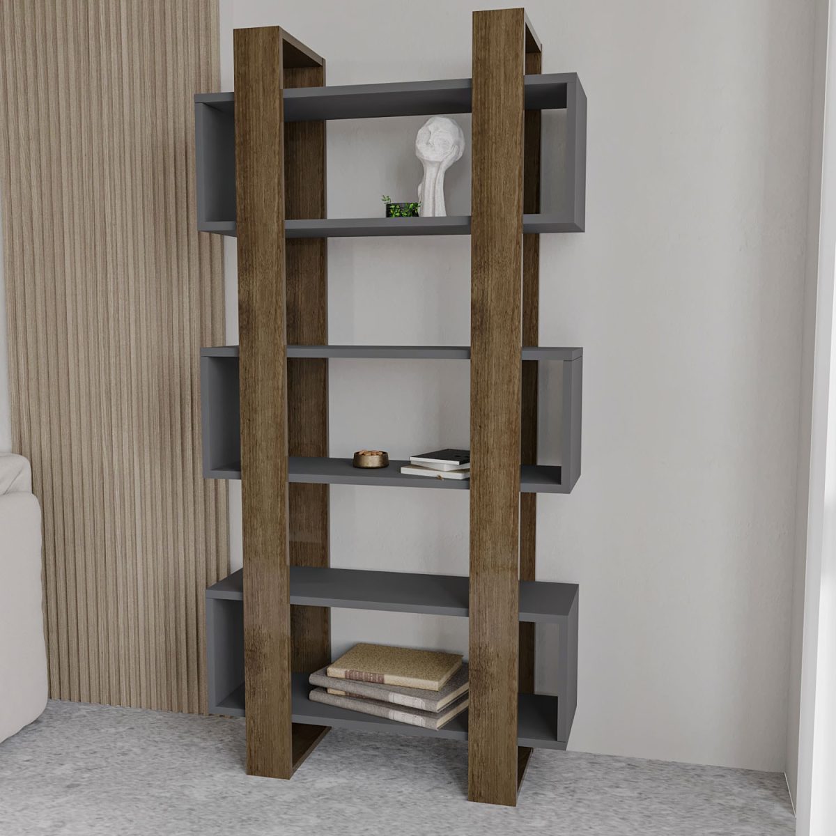 Milano - Walnut, Anthracite – Полица за книги - Image 2