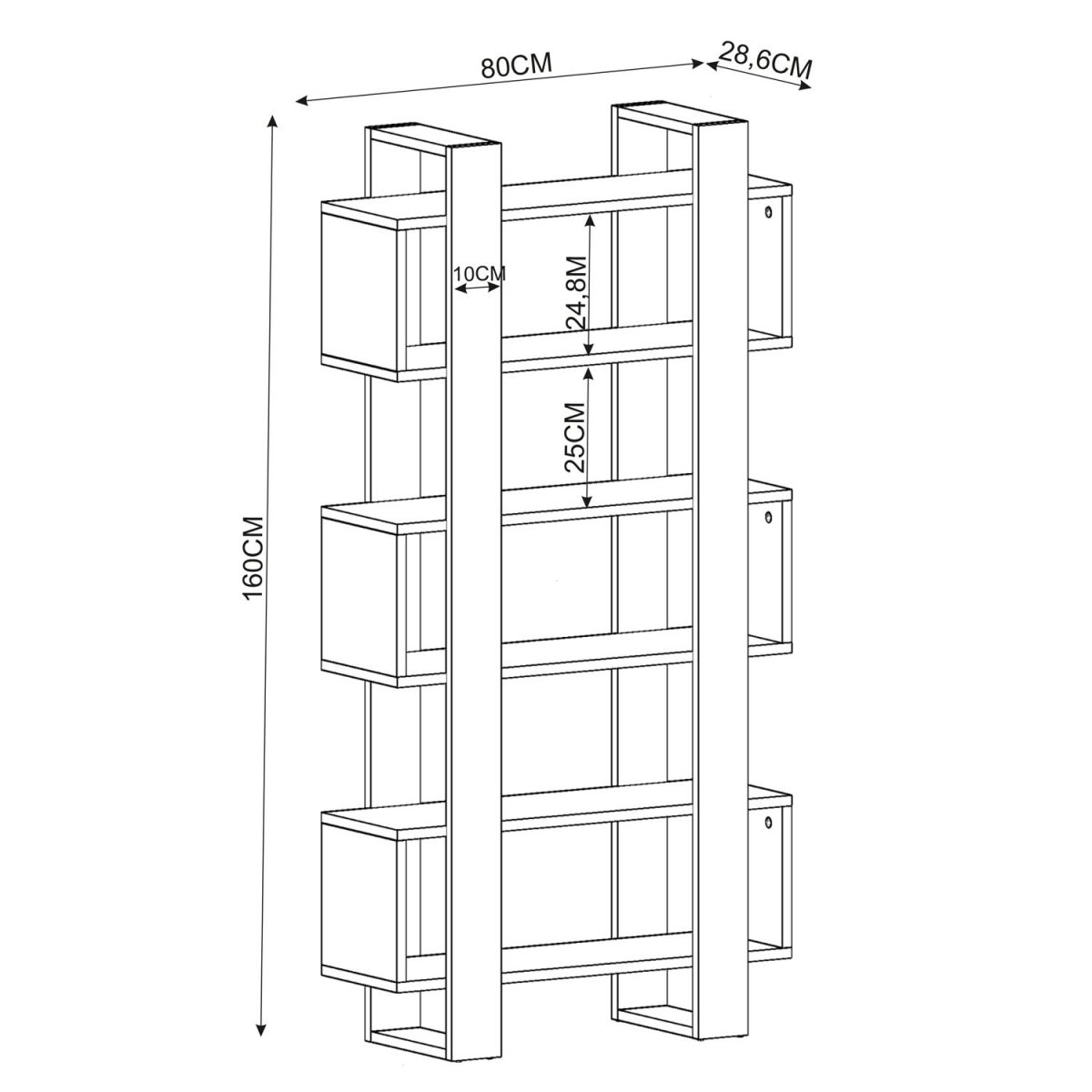 Milano - Walnut, Anthracite – Полица за книги - Image 5