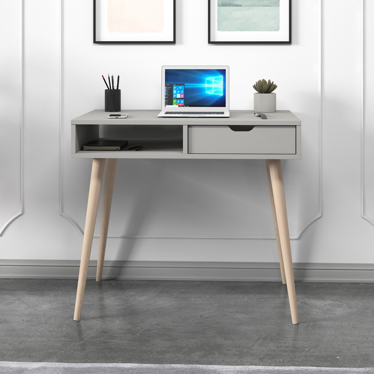 Offer - Grey, Wooden – Канцелариско биро - Image 3