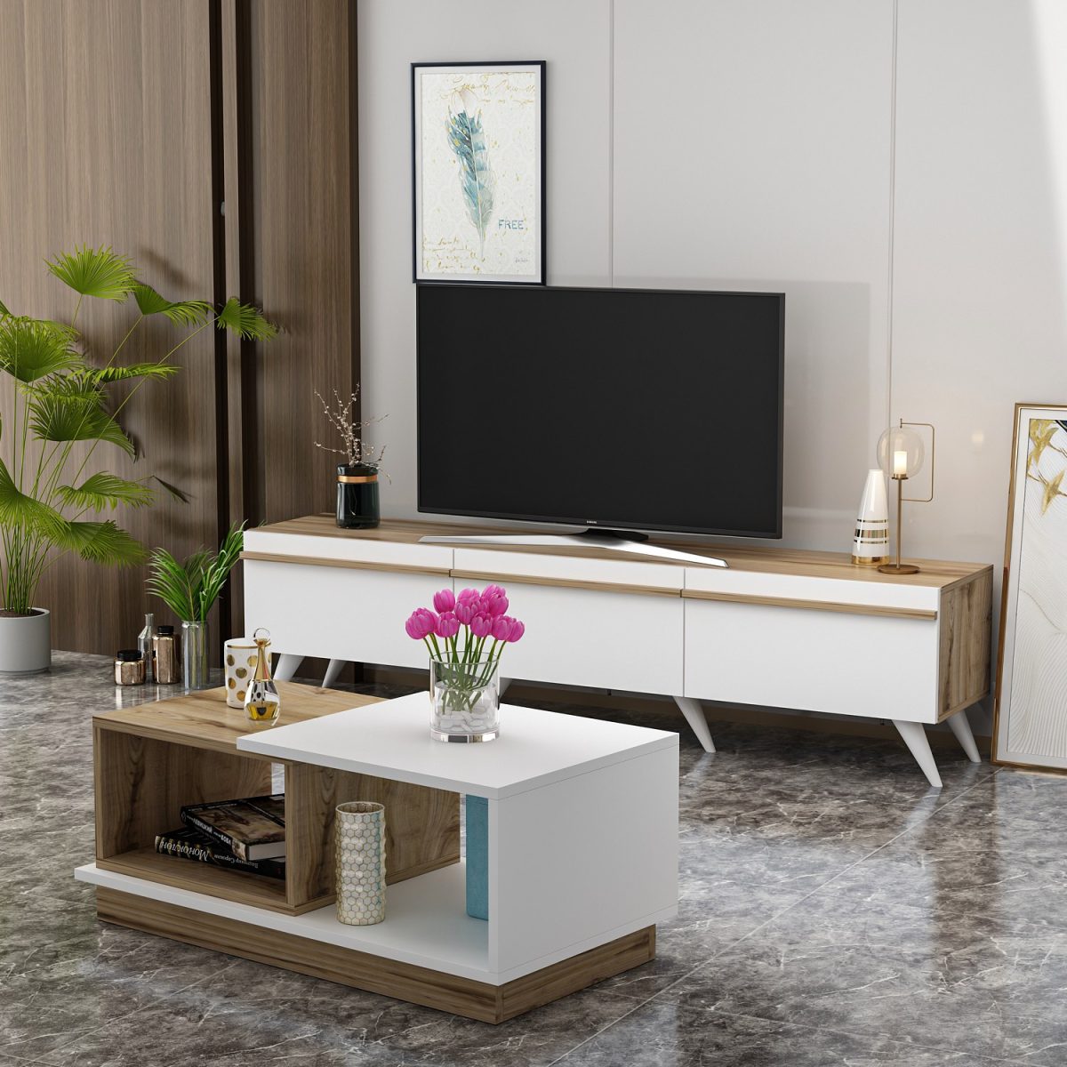 Valentina - White, Sapphire – Комплет мебел за дневна соба - Image 2