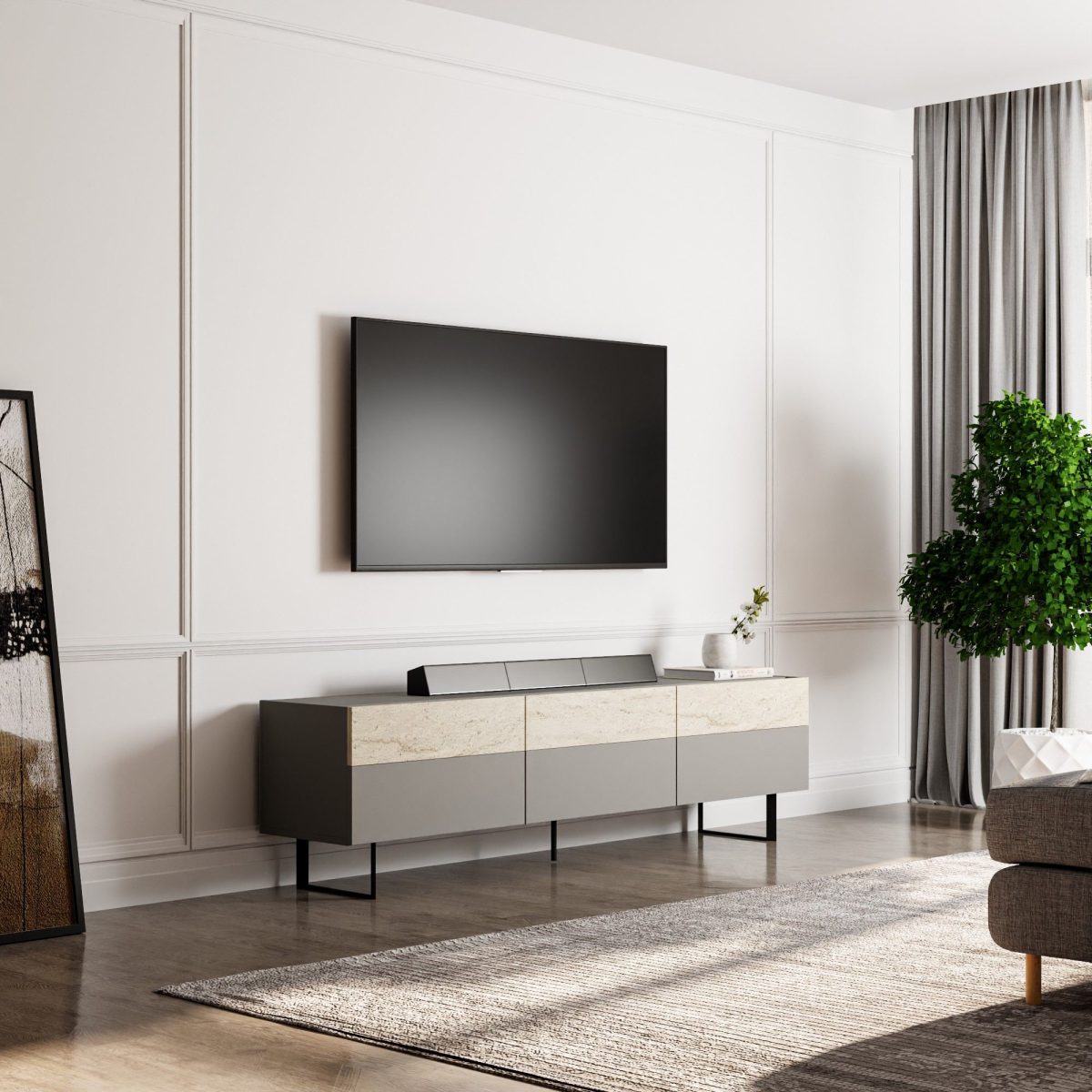 Sign - Grey, Travertine – ТВ комода - Image 3