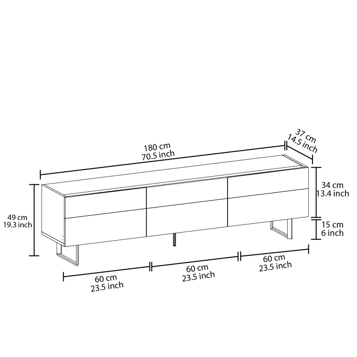 Sign - Black, Oak – ТВ комода - Image 8