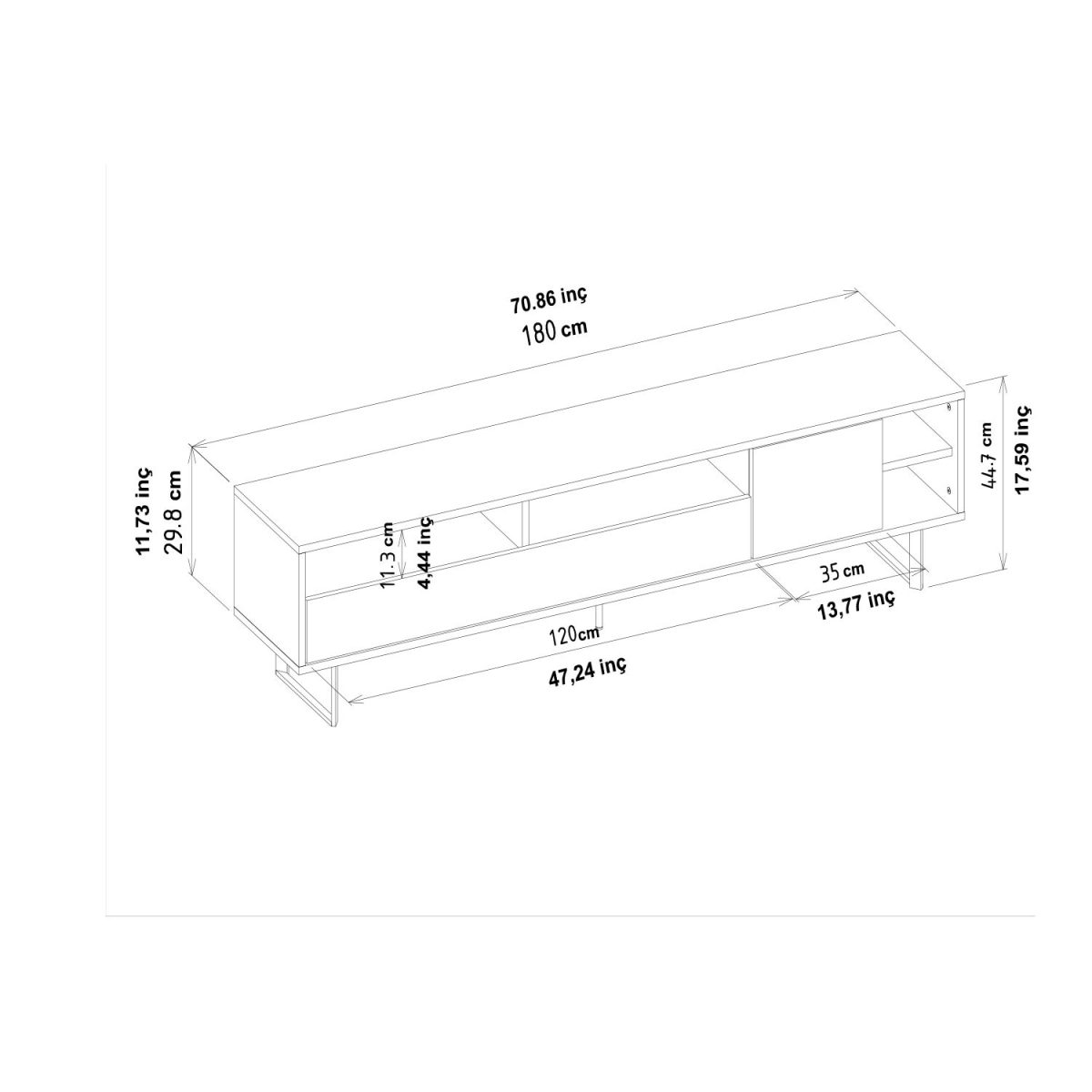 Luga - Grey, Oak – ТВ комода - Image 8