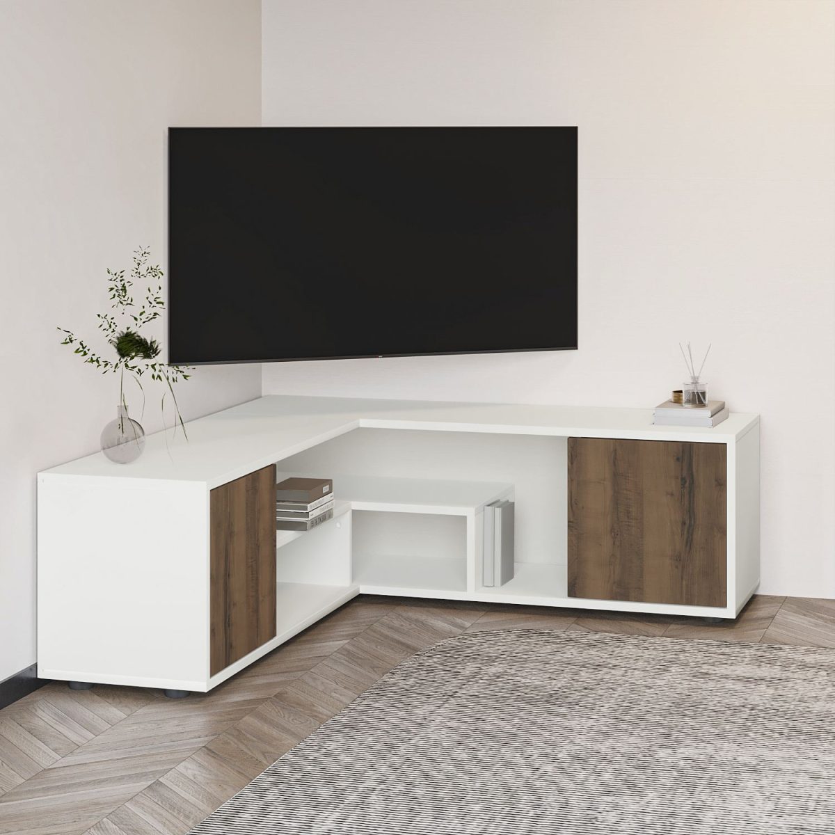 Rosa - White, Antique Walnut – ТВ комода - Image 2