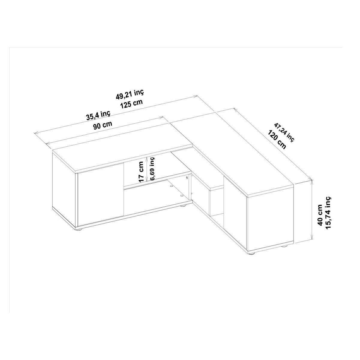 Rosa - White, Antique Walnut – ТВ комода - Image 6
