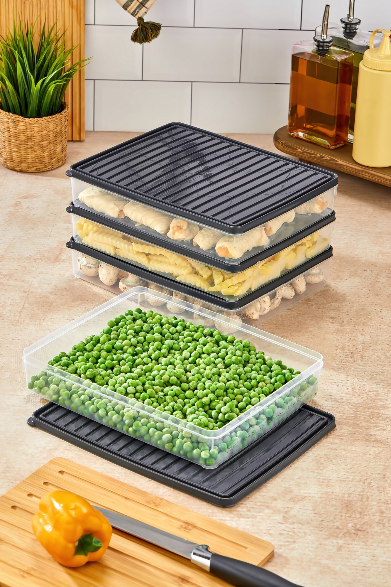 452PTR114820-201.jpg VİTABOX4'LÜ-ANTRASİT 2,8LT – Комплет кутии за складирање (4 парчиња) - Image 1