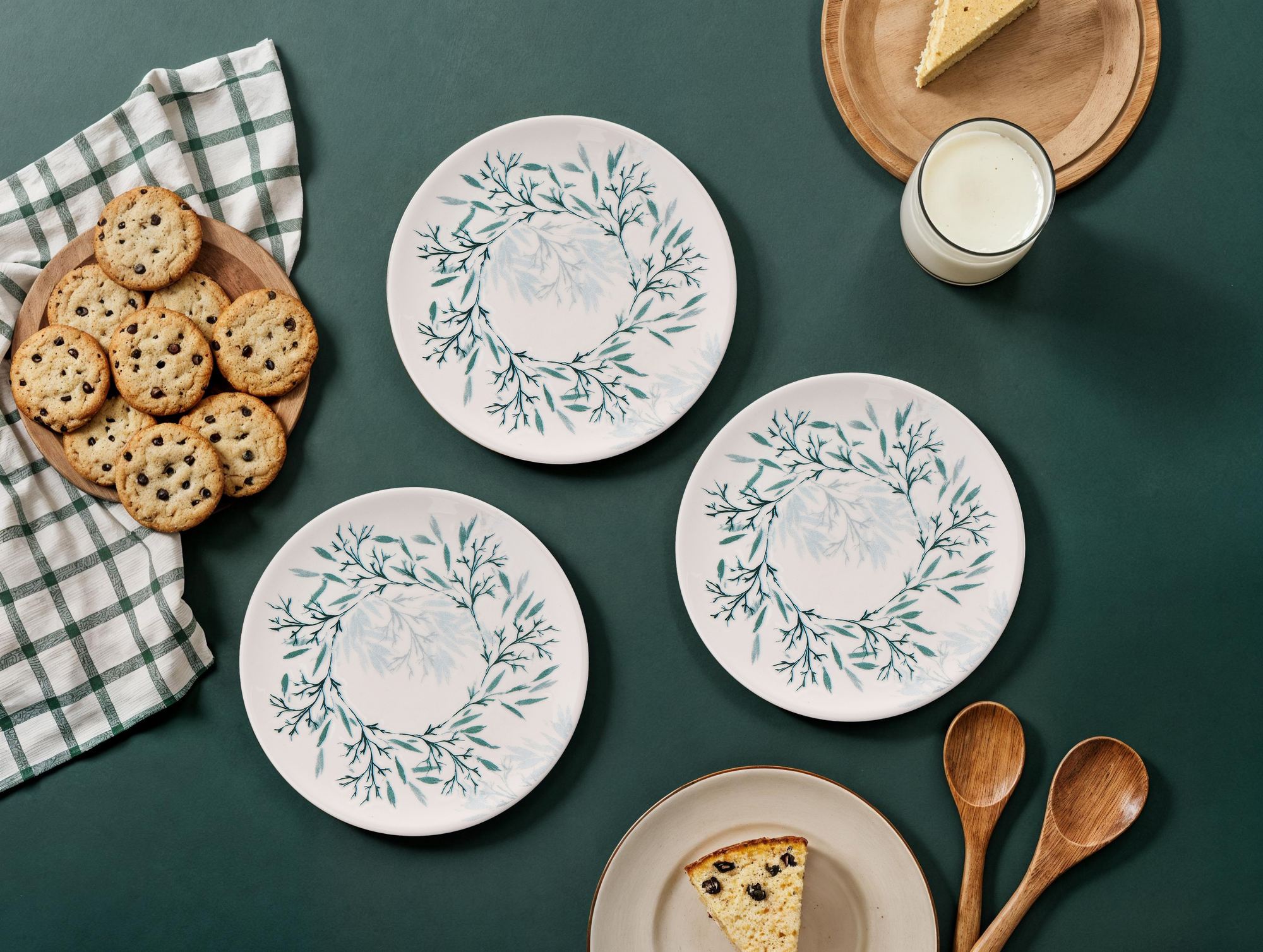 471PST112720-201.jpg Green Leaf – Комплет чинии за десерт (6 парчиња) - Image 1