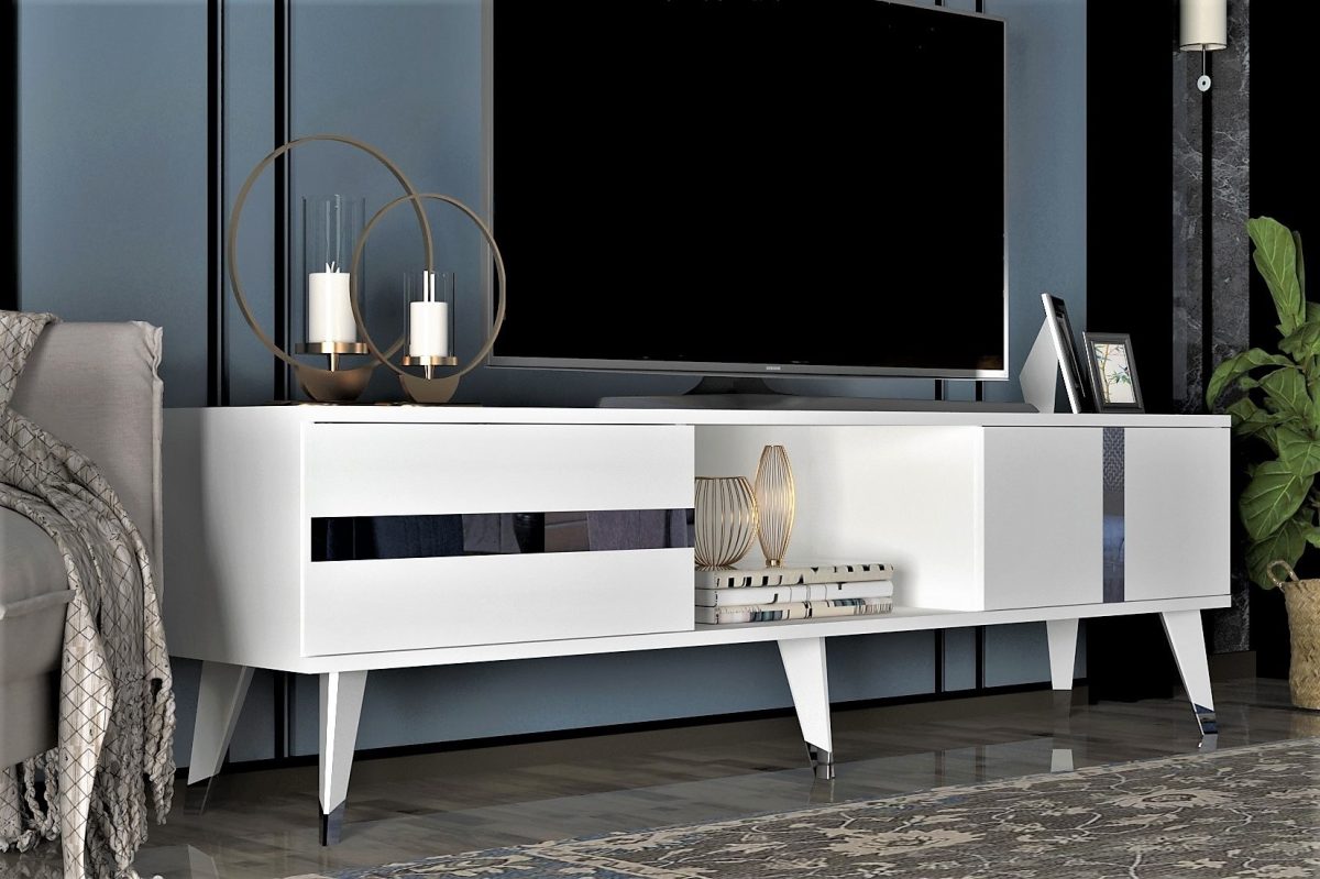 Vania - White, Silver – ТВ комода - Image 2