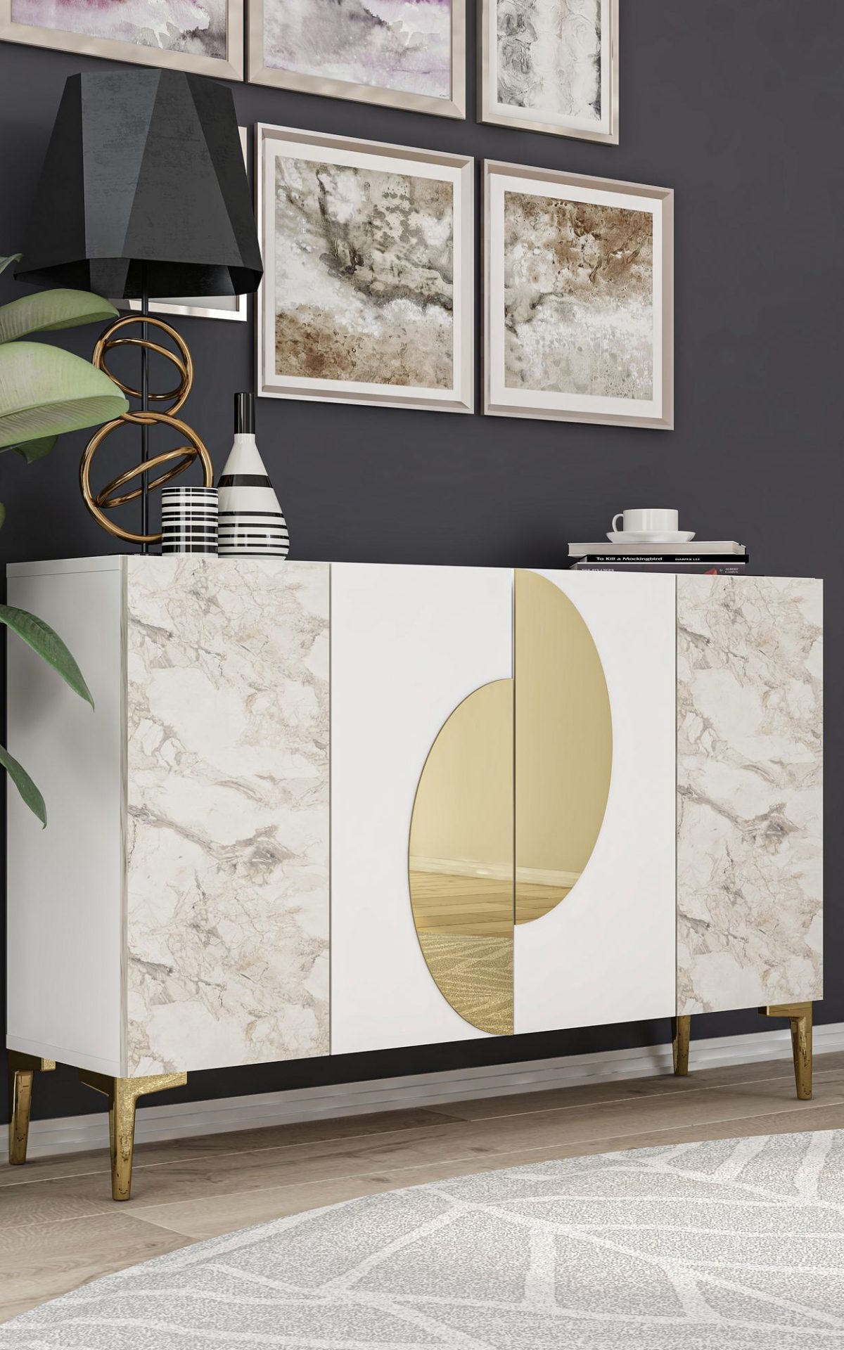 Afra KM120 - White, Ephesus Marble, Gold – Конзола - Image 2