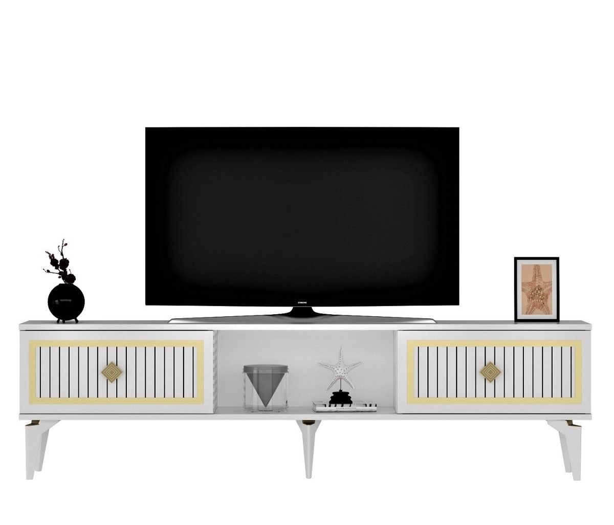 Nil - White, Gold – ТВ комода - Image 5