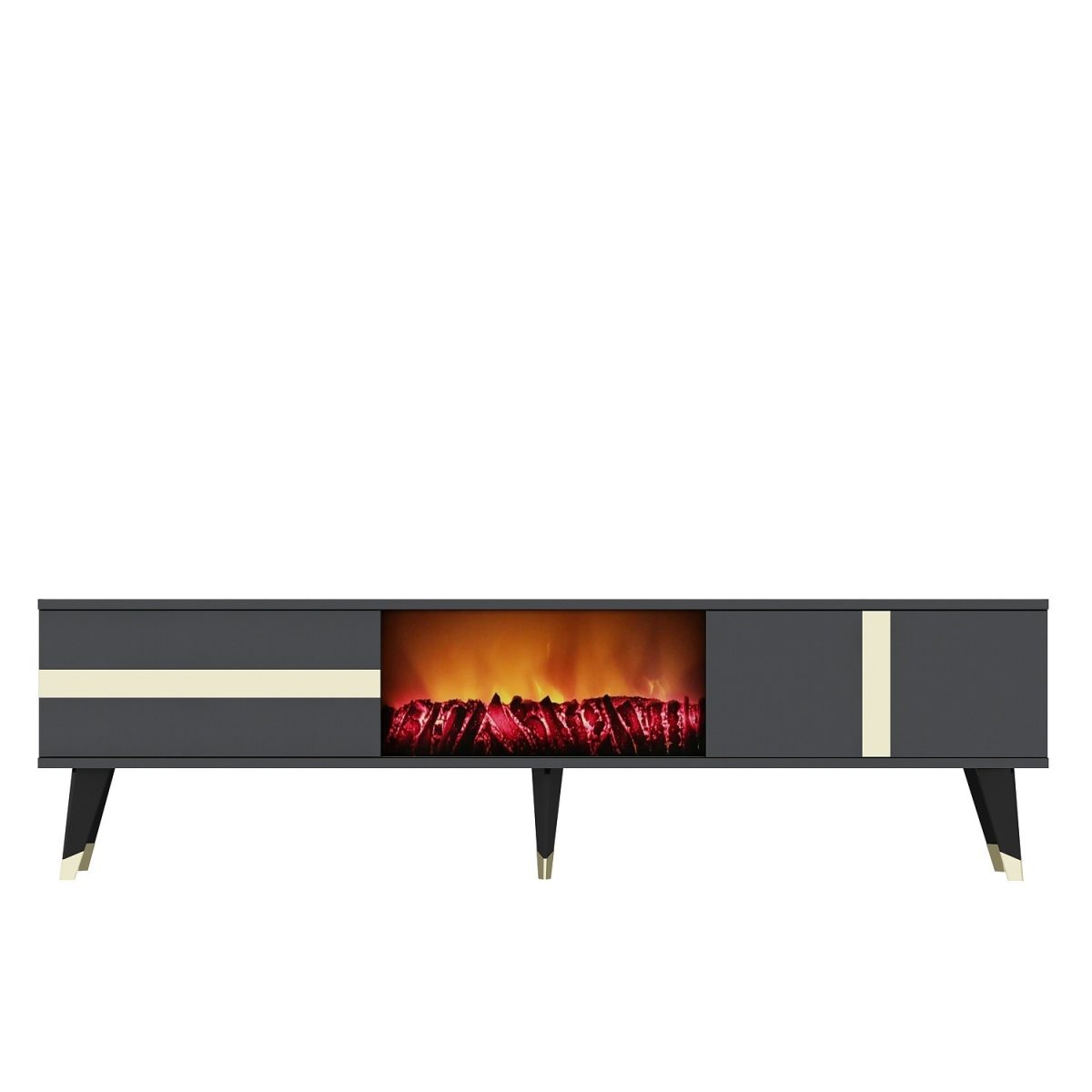 Vania Fireplace - Anthracite, Gold – ТВ комода - Image 6