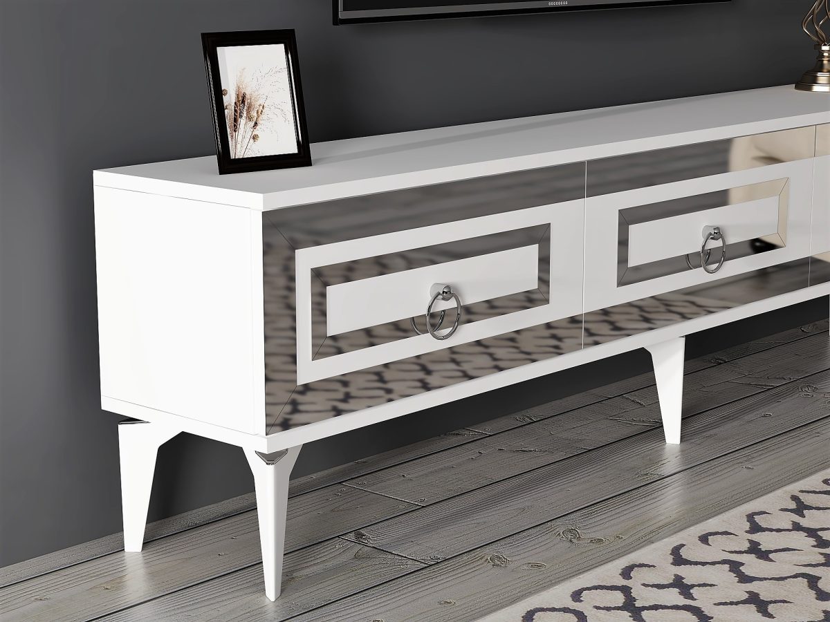 Karya - White, Silver – ТВ комода - Image 3
