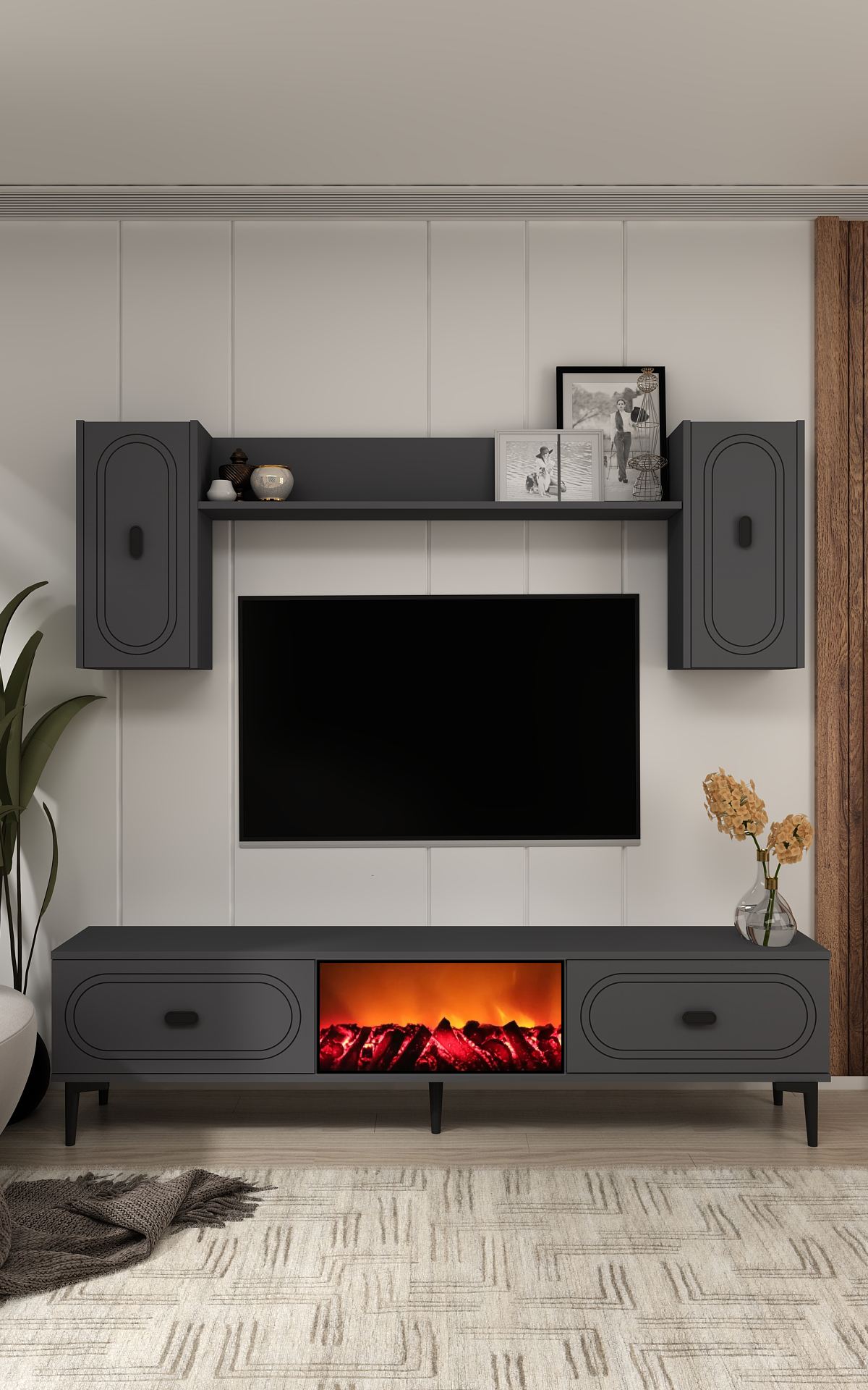 475OLV338020-201.jpg Weny Bohem Fireplace - Anthracite – ТВ комода - Image 1