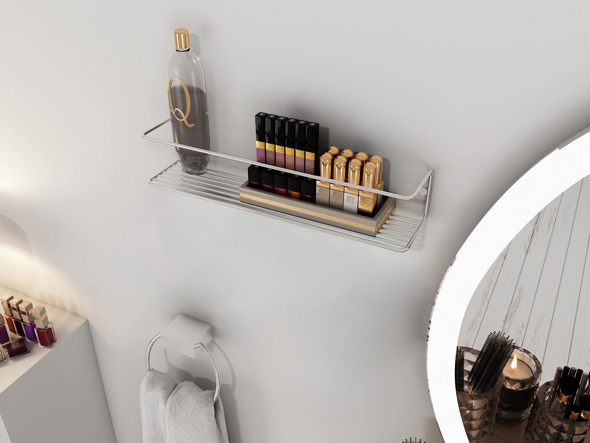 498HFT110620-201.jpg Banyo Makyaj Rafı, Baharatlık - Chrome – Ѕидна полица - Image 1