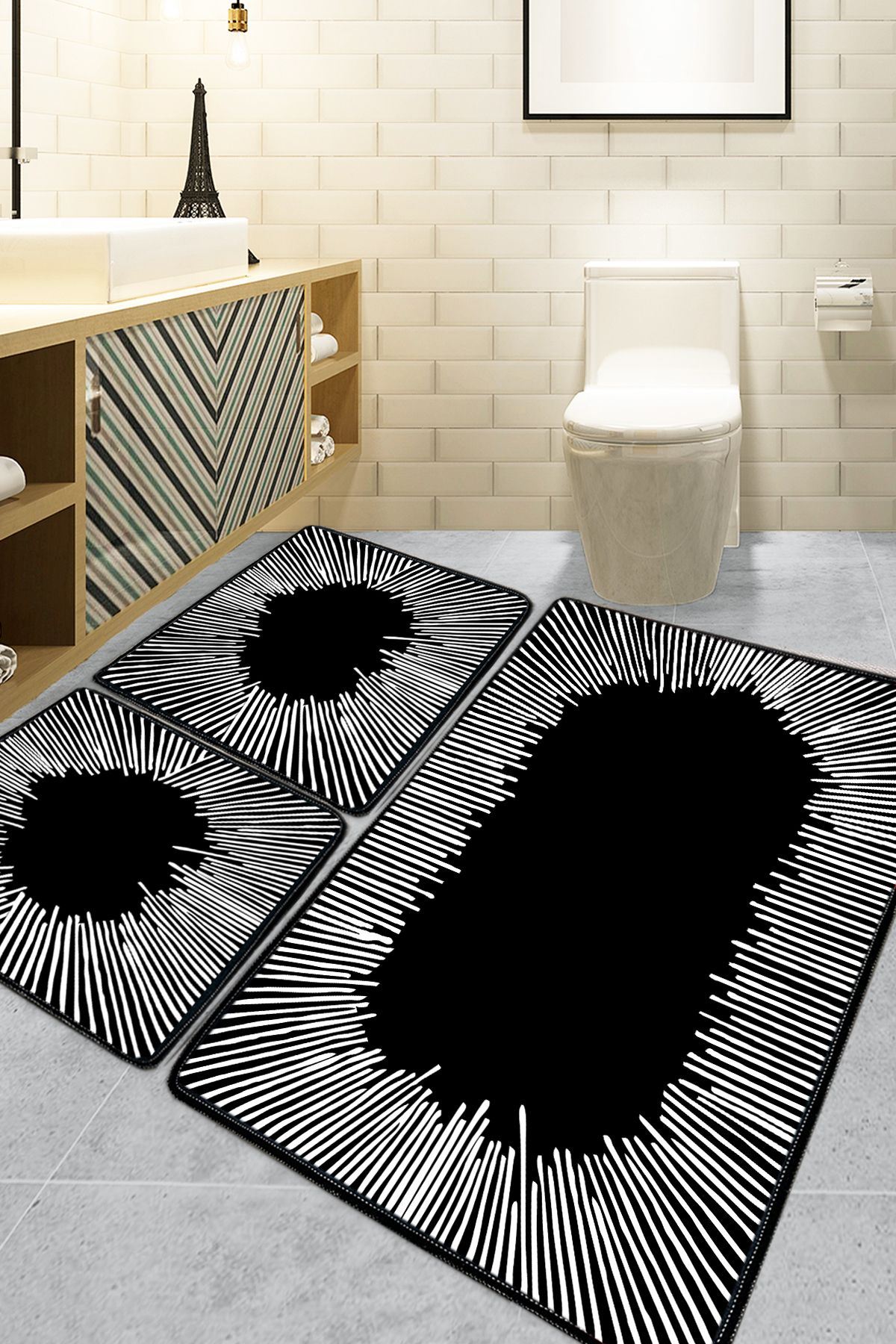 510CHL147820-201.jpg Somber - Black – Патосници за бања (3 парчиња) - Image 1