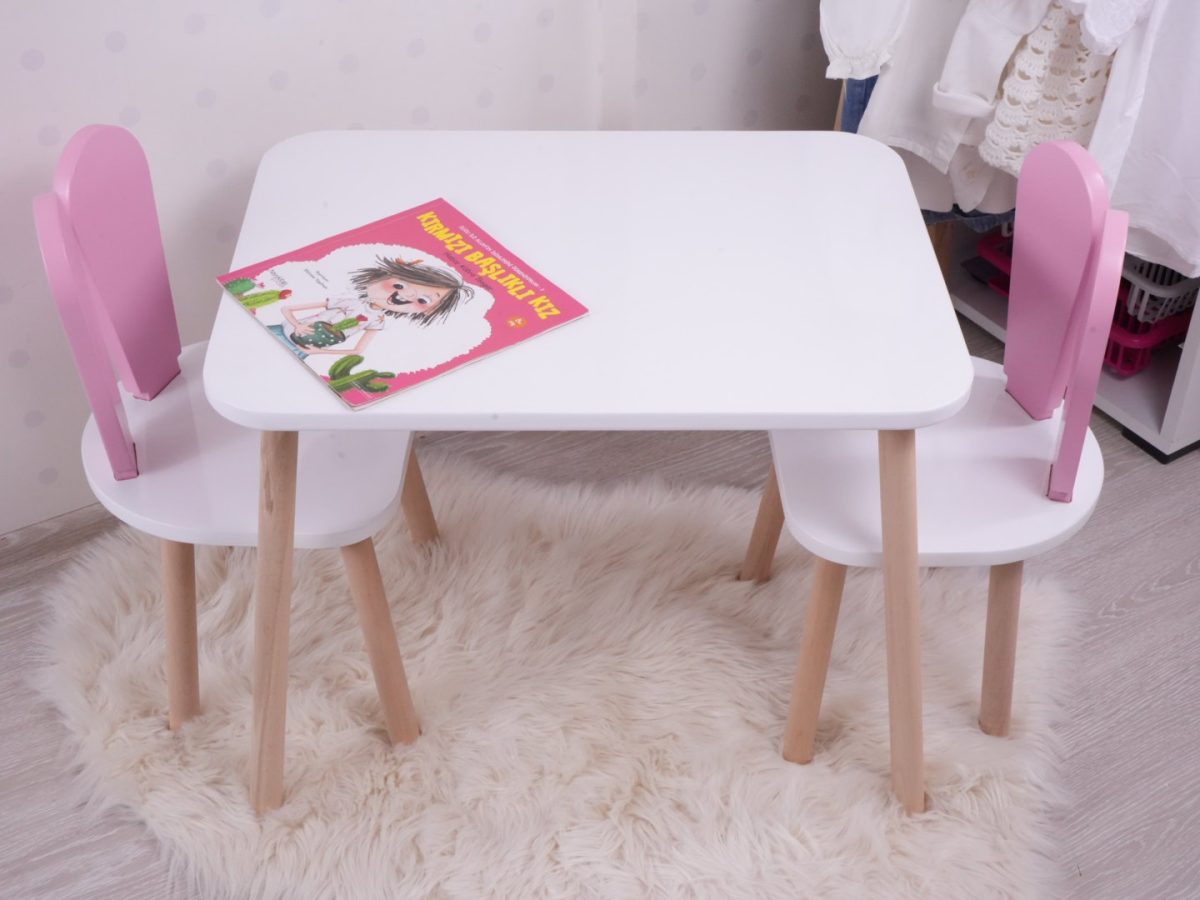 Bunny Two Chair Set - Pink, White – Комплет детска маса - Image 2